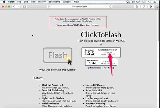 ClickToFlash là một Extension trên trình duyệt Safari hỗ trợ người dùng các tiện ích