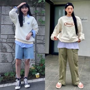 Học cách diện áo nỉ 'xịn xò' từ street style của gái Hàn5