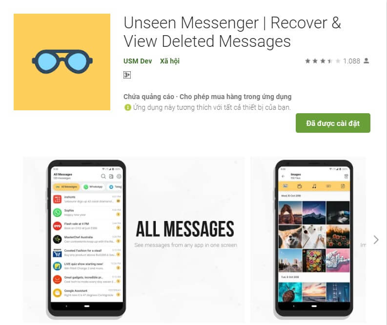 Unseen Messenger là một ứng dụng hướng dẫn bạn cách phục hồi tất cả những tin nhắn đã bị xoá trên Message