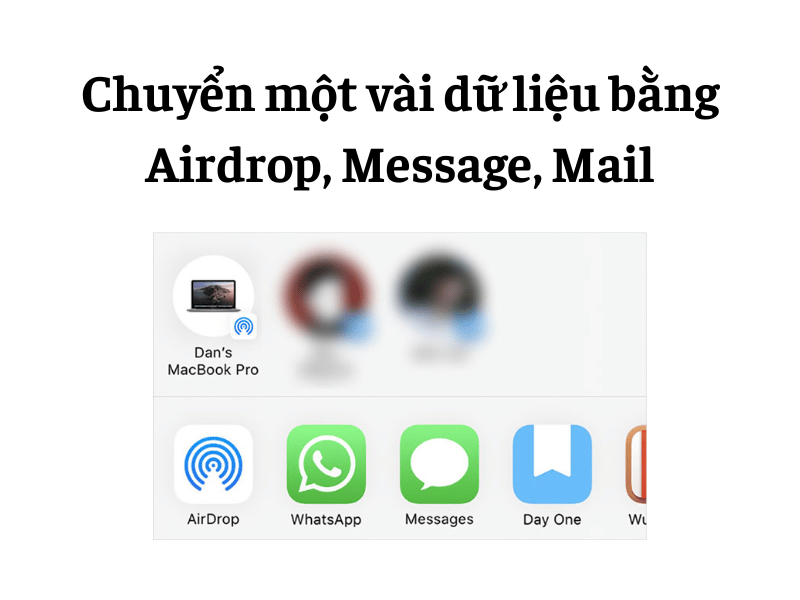 Chuyển một vài dữ liệu bằng Airdrop, Message, Mail