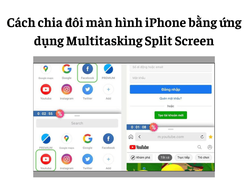 Cách phân chia song screen iPhone vì chưng phần mềm Multitasking Split Screen