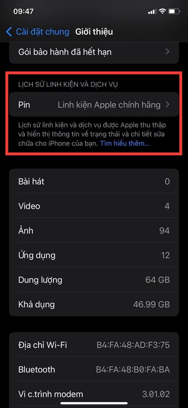 Hướng dẫn cách kiểm tra iPhone có bị thay linh kiện không trên nền tảng iOS 15.2